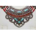 Silver Plated White Metal Traditional Tibetan Necklace Powder Turquoise n Coral